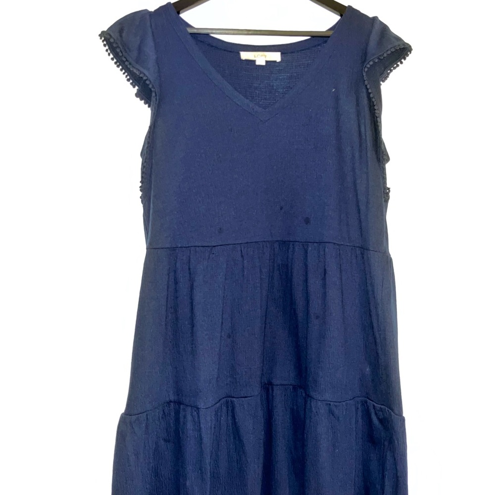LOFT Tiered Navy Dress